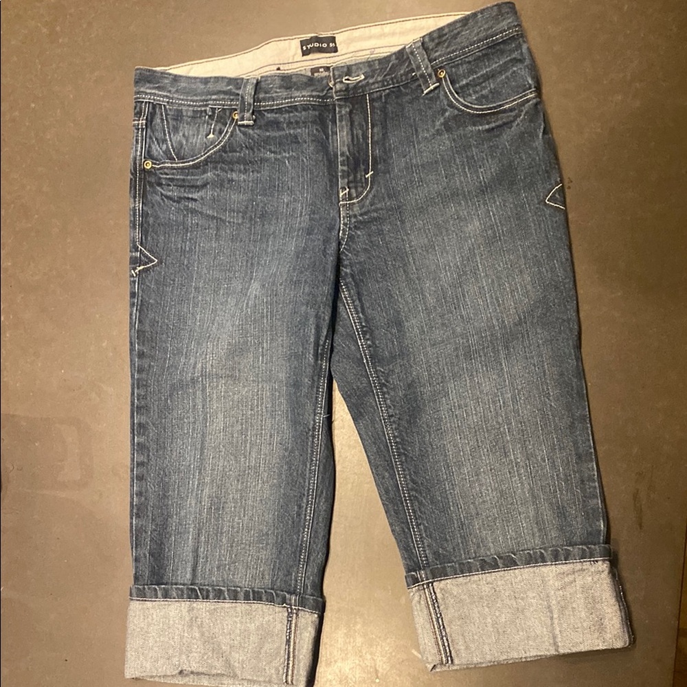 Jean Capris with Wide Cuffed Hem